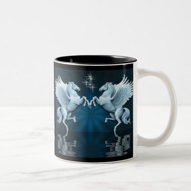 Caneca De Café Em Dois Tons Teal Pegasus Reflexões Café (Direita)
