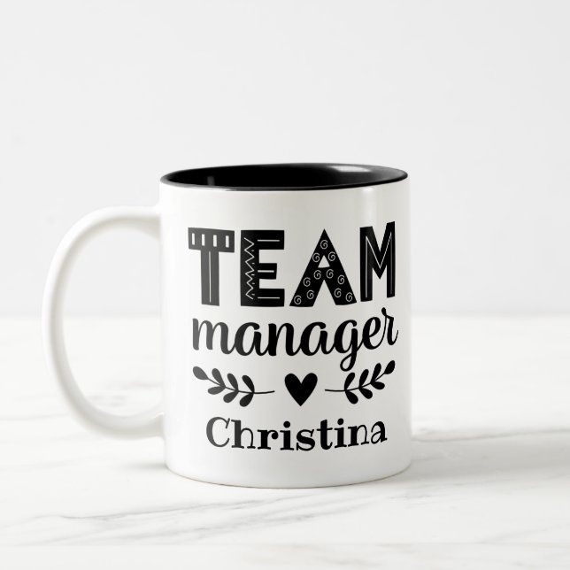 Caneca De Café Em Dois Tons Team Manager Personalizado (Esquerda)
