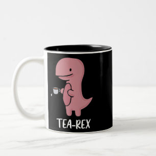 Caneca De Café Em Dois Tons TeaRex Cute TRex Dinossaur Kawaii Funny Dino Pun_1