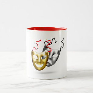 Caneca De Café Em Dois Tons Teatro de comédia da tragédia de prata Dourada