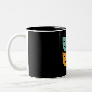 Caneca De Café Em Dois Tons Teatro Vintage Máscaras Atriz Teatro Ator