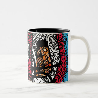 Caneca De Café Em Dois Tons Tecido e pincéis