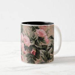 Caneca De Café Em Dois Tons Tecido Floral Tradicional Foto