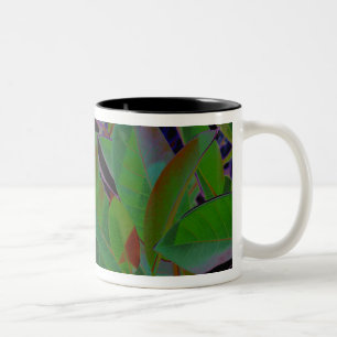 Caneca De Café Em Dois Tons Tecido Tropical Retro