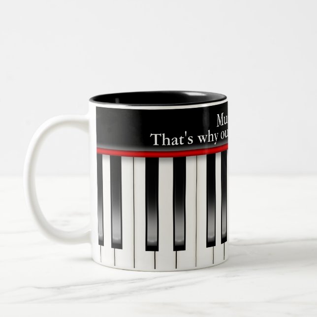 Caneca De Café Em Dois Tons Teclado de Piano com Citação Musical (Esquerda)