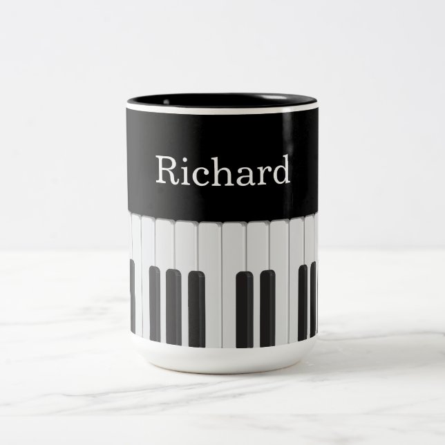 Caneca De Café Em Dois Tons Teclado Piano (Centro)
