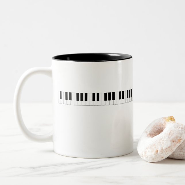 Caneca De Café Em Dois Tons Teclado Piano (Com Donut)