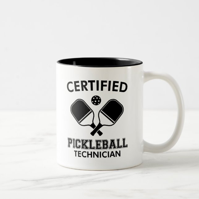 Caneca De Café Em Dois Tons Técnico de Pickleball Certificado (Direita)