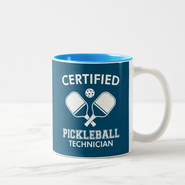Caneca De Café Em Dois Tons Técnico de Pickleball Certificado (Direita)