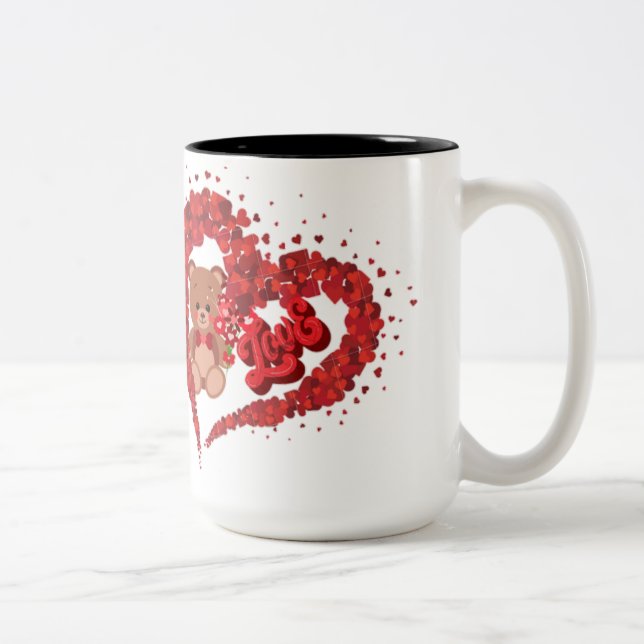 Caneca De Café Em Dois Tons Teddy Bear Heart Mug (Direita)