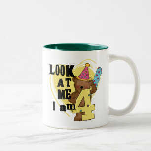 Caneca De Café Em Dois Tons Teddy Bear, tenho 4 Camisetas de aniversário e pre