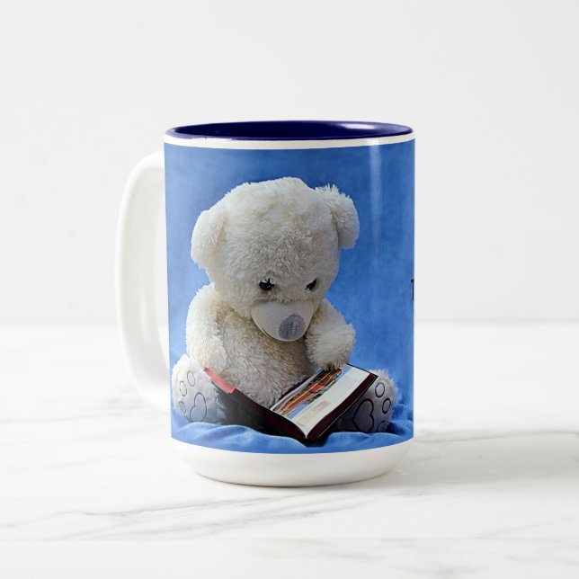 Caneca De Café Em Dois Tons Teddy Bear Time to Read, KOA (Frente Esquerda)