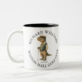 Caneca De Café Em Dois Tons Tee-Rex Dinossauro Nome do Golfista Personalizado