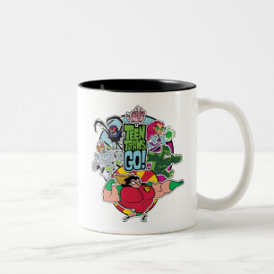 Caneca De Café Em Dois Tons Teen Titans Go!   Gráfico do grupo de equipes