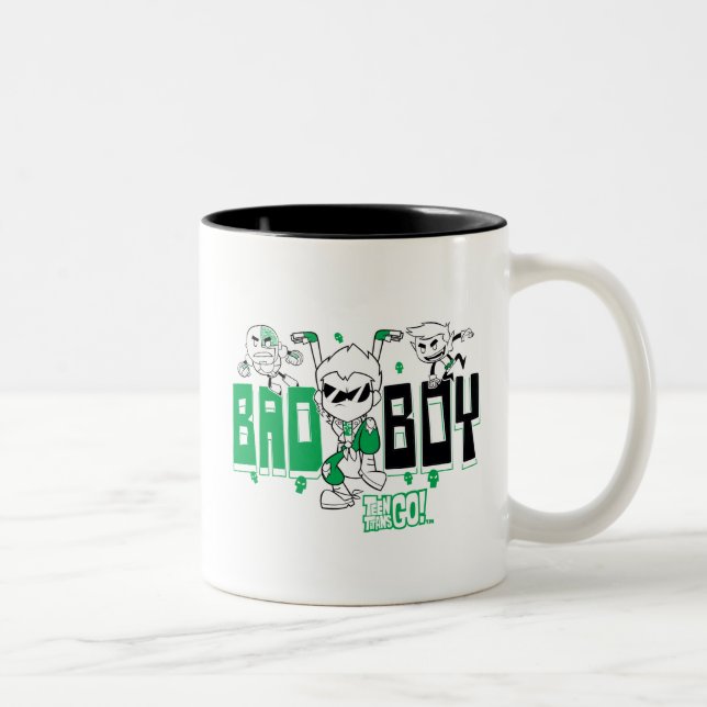 Caneca De Café Em Dois Tons Teen Titans Go! | Robin, Cyborg e BB "Bad Boy" (Direita)