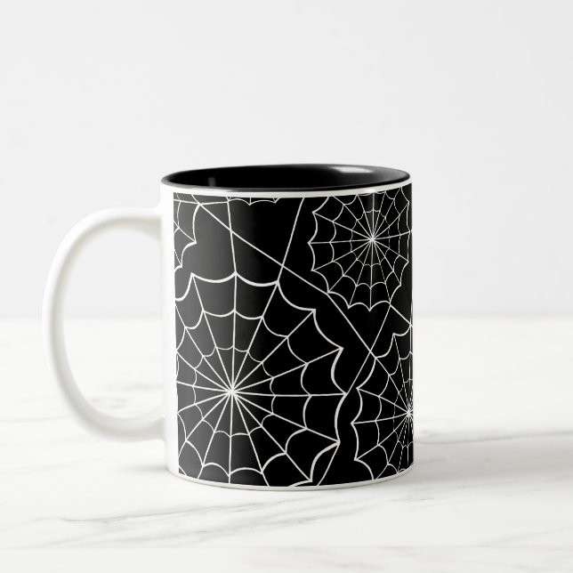 Caneca De Café Em Dois Tons teia das aranhas halloween (Esquerda)