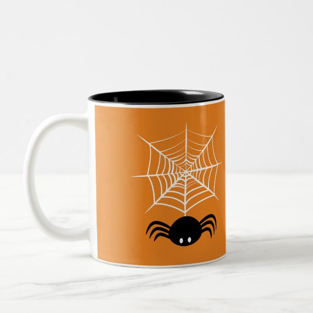 Caneca De Café Em Dois Tons Teia de Aranha de Halloween  (Esquerda)