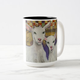 Caneca De Café Em Dois Tons Tem o Goat? Mug com crianças "Frisky"