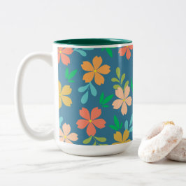 Caneca De Café Em Dois Tons Tema de Jardim Vívido