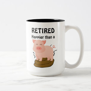 Caneca De Café Em Dois Tons Tema de Porco Engraçado Humor de Aposentadoria Mai