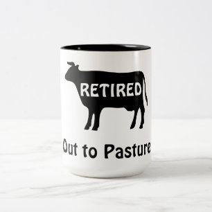 Caneca De Café Em Dois Tons Tema de Vaca Engraçada Aposentadoria Humor Fora do