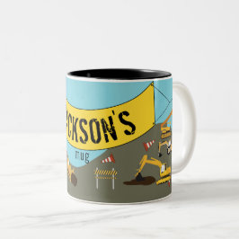 Caneca De Café Em Dois Tons Tema do Site de Caminhões de Construção