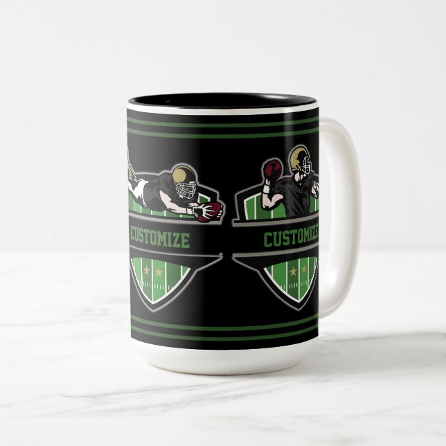Caneca De Café Em Dois Tons Tema Personalizado Americano de Futebol - Dois Ton (Frente Esquerda)