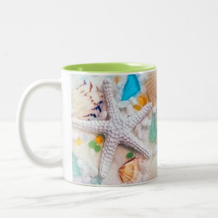 Caneca De Café Em Dois Tons Tema tropical da praia