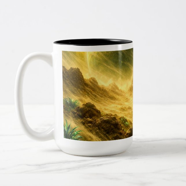 Caneca De Café Em Dois Tons Tempestade de areia no planeta amarelo (Esquerda)
