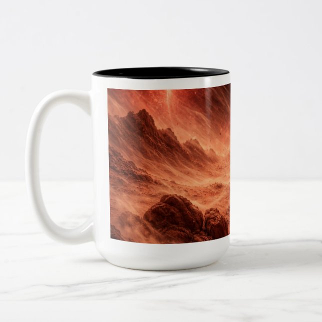 Caneca De Café Em Dois Tons Tempestade de areia no planeta laranja (Esquerda)