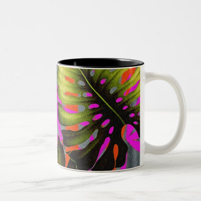 Caneca De Café Em Dois Tons Tempestade de cor tropical (Direita)