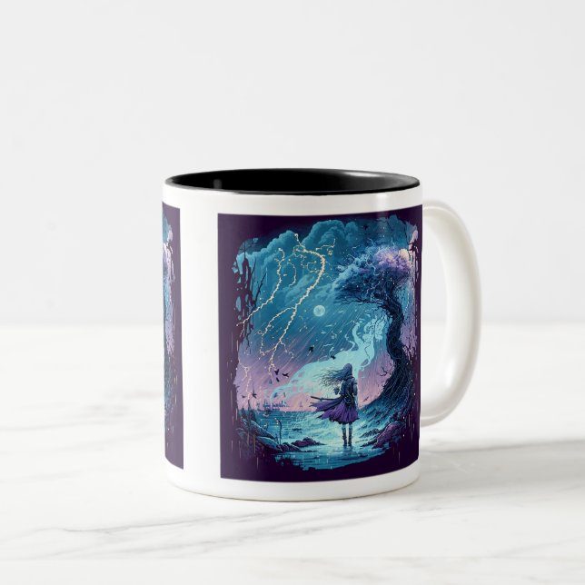 Caneca De Café Em Dois Tons Tempestade Mágica - Túmulo de Dois Tom, 11 oz (Frente Esquerda)