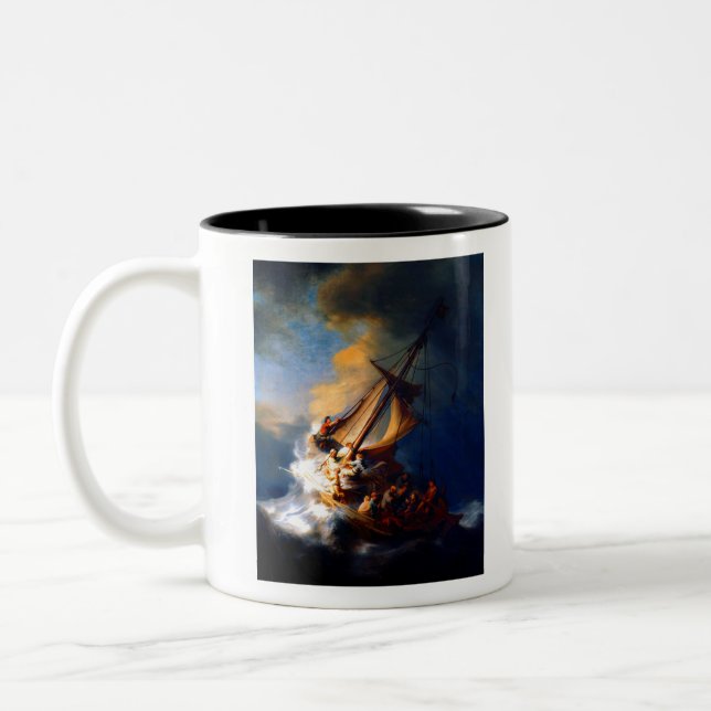 Caneca De Café Em Dois Tons Tempestade Rembrandt no mar de Galileia (Esquerda)