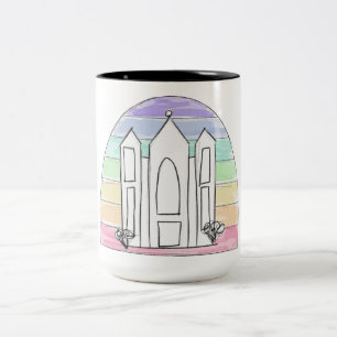 Caneca De Café Em Dois Tons Templo LDS Salt Lake City pôr do sol arco-íris mór