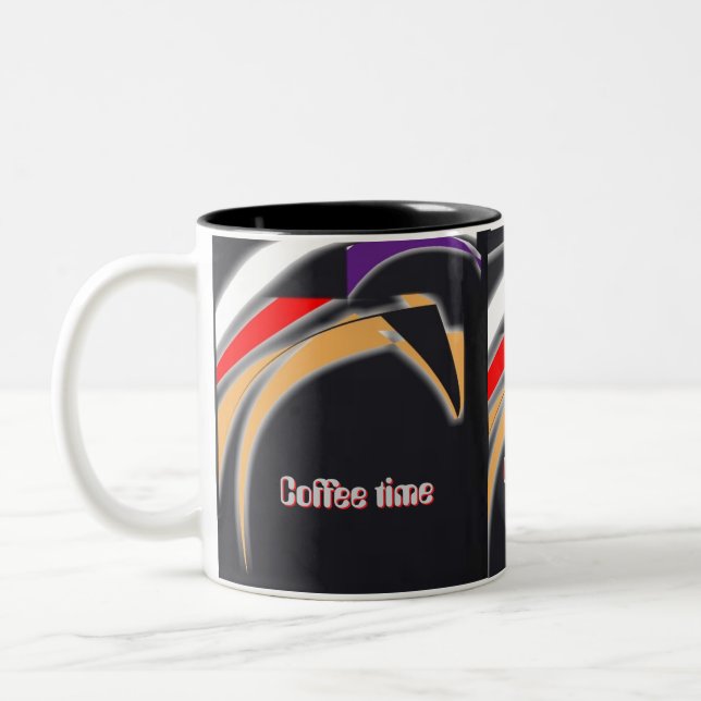Caneca De Café Em Dois Tons Tempo de café com design tribal digital (Esquerda)