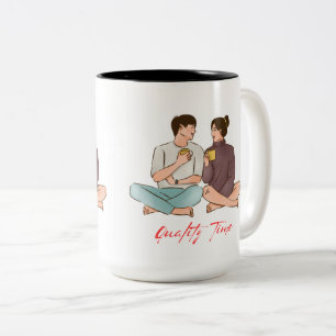 Caneca De Café Em Dois Tons tempo de qualidade permanecendo juntos