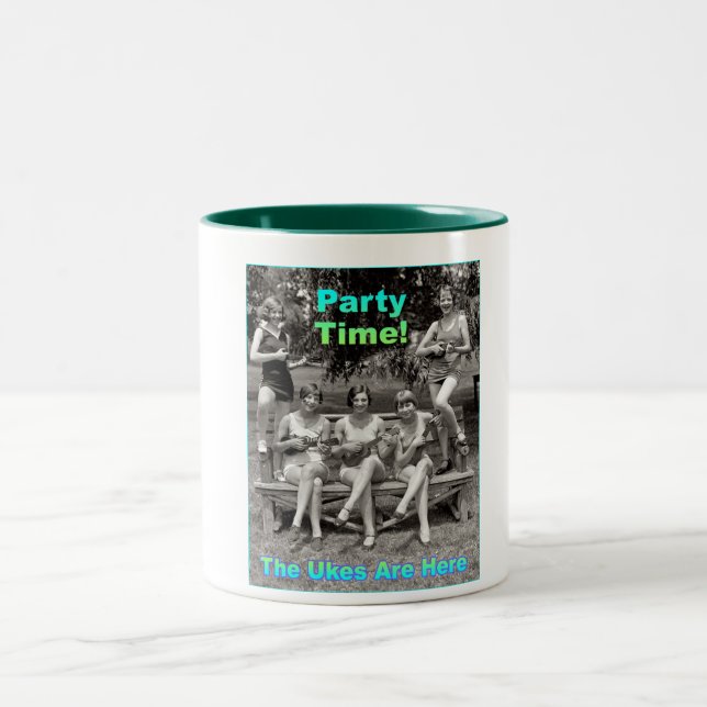 Caneca De Café Em Dois Tons Tempo do partido! O Ukes está aqui (Centro)