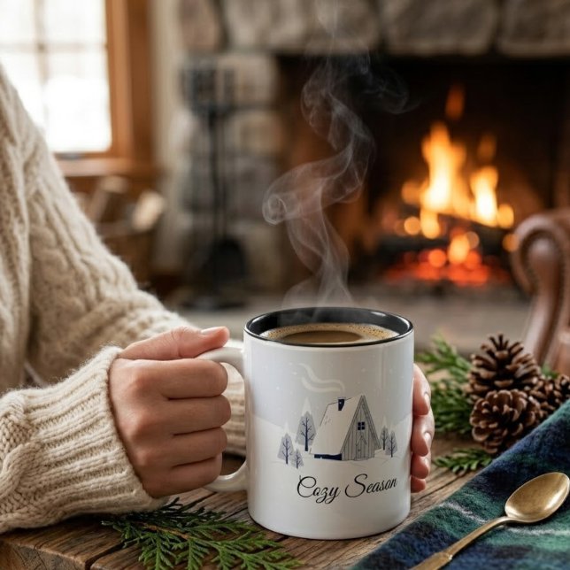 Caneca De Café Em Dois Tons Temporada Aconchegante Personalizada (Criador carregado)