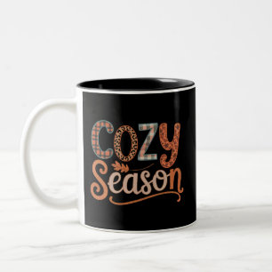 Caneca De Café Em Dois Tons Temporada Aconchegante Retro Outono Fique Aconcheg