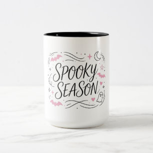Caneca De Café Em Dois Tons Temporada Assustadora Morcego Rosa Fantasma