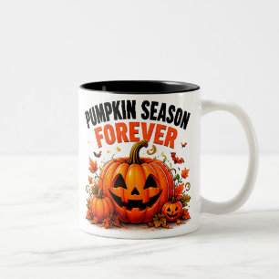 Caneca De Café Em Dois Tons Temporada de Abóbora Para Sempre Feliz Outono Dia