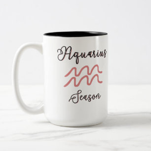 Caneca De Café Em Dois Tons Temporada de Aquário - rosa