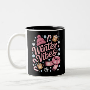 Caneca De Café Em Dois Tons Temporada de Vibrações de Inverno Clima Frio Olá I