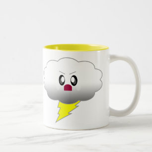 CANECA DE CAFÉ EM DOIS TONS TEMPORAL TROVOADA RELÂMPAGO NUVEM KAWAII