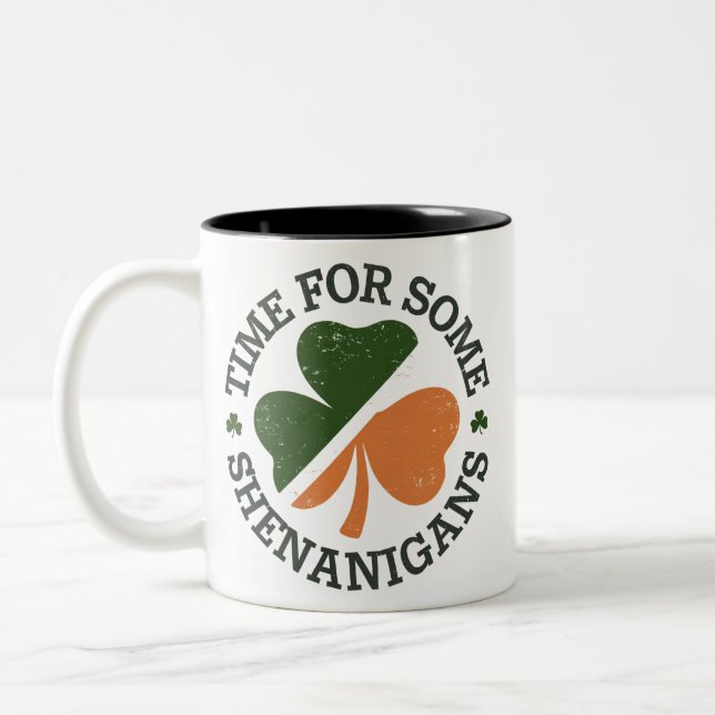 Caneca De Café Em Dois Tons Tempos de St. Patrick para algumas travessuras de  (Esquerda)
