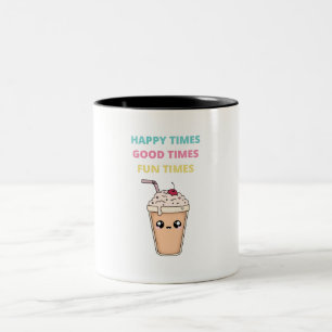 Caneca De Café Em Dois Tons Tempos Felizes, Bons Tempos, Divertimento, Duas Ca