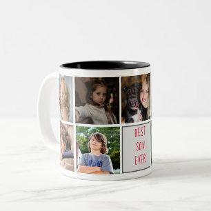 Caneca De Café Em Dois Tons Tendência da Colagem de Fotos do Melhor Filho Nunc
