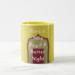 Caneca De Café Em Dois Tons Tenha um Bom Dia & Uma Noite Melhor Impressão de A