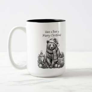Caneca De Café Em Dois Tons Tenha um Natal muito Feliz e Urso!