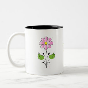 Caneca De Café Em Dois Tons Tenha um tipo verde de dia feliz com uma flor rosa